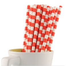 Paper Straws - Red Stripes x25